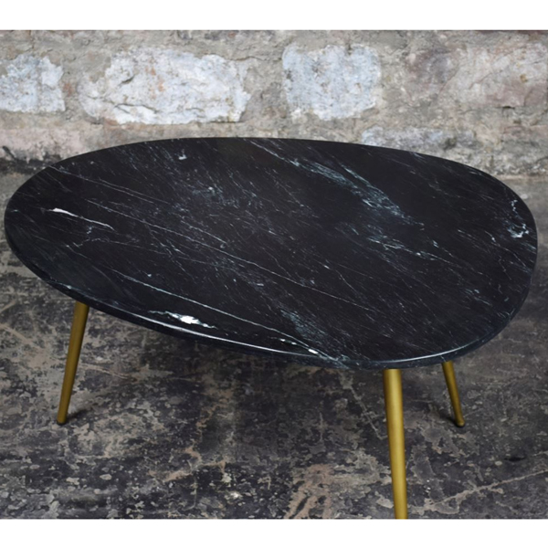Couchtisch Organic Marmor schwarz Metall gold ...